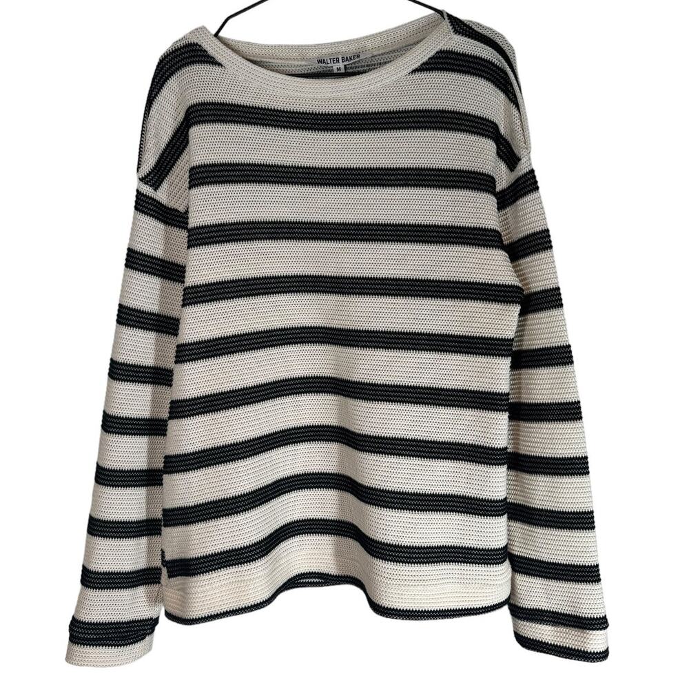 Walter Baker Cream Black Oversized Sweater Medium